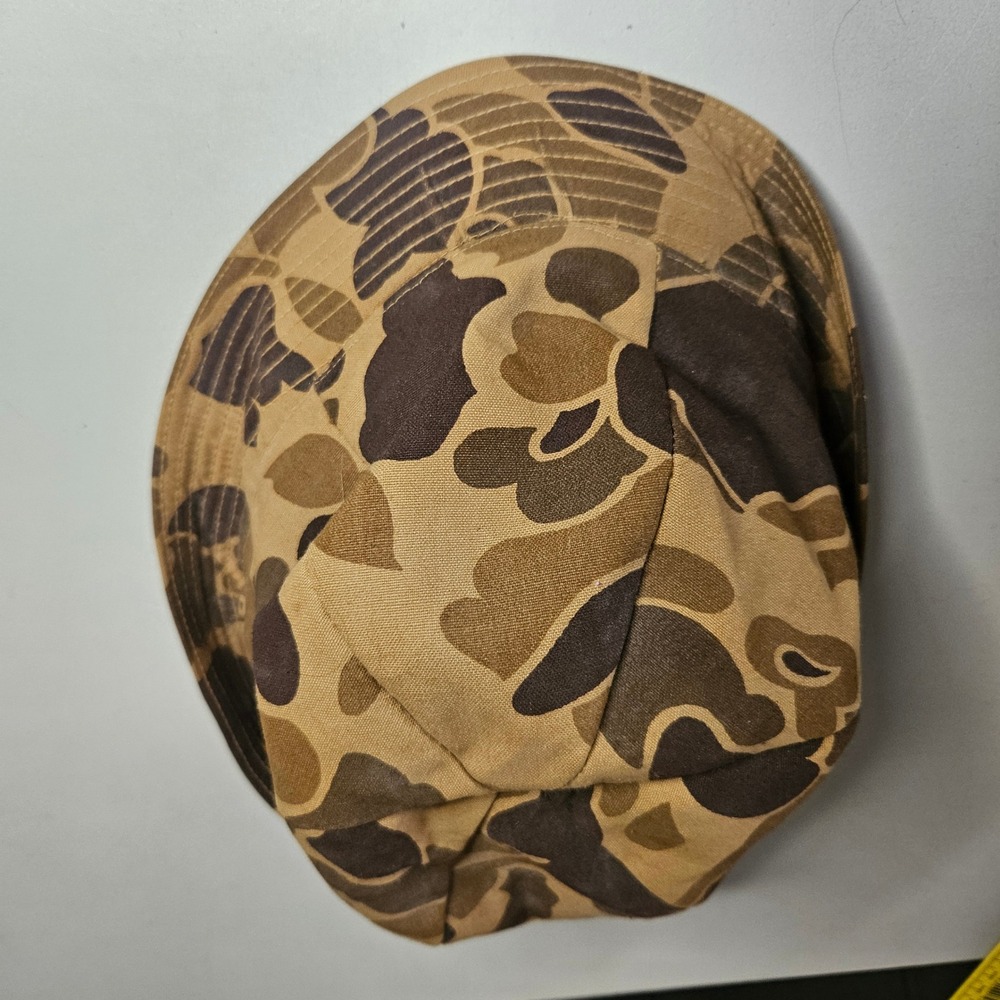Vintage Duxbak Frog‎ Skin Duck Camo Hunting Hat with Fold Down Ear Flaps Brown